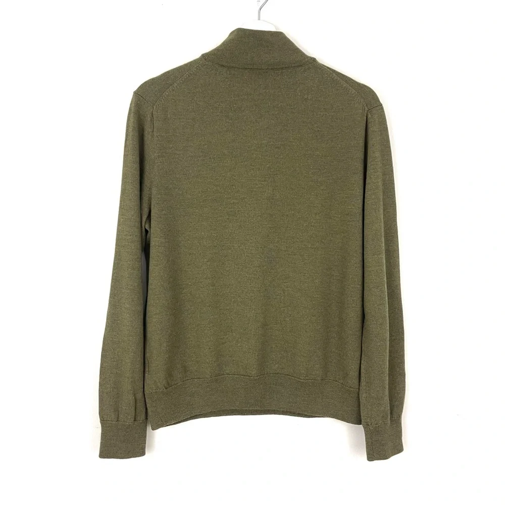 J. Crew Slim Fit 100% Merino Wool Half Zip Sweater in Olive Green